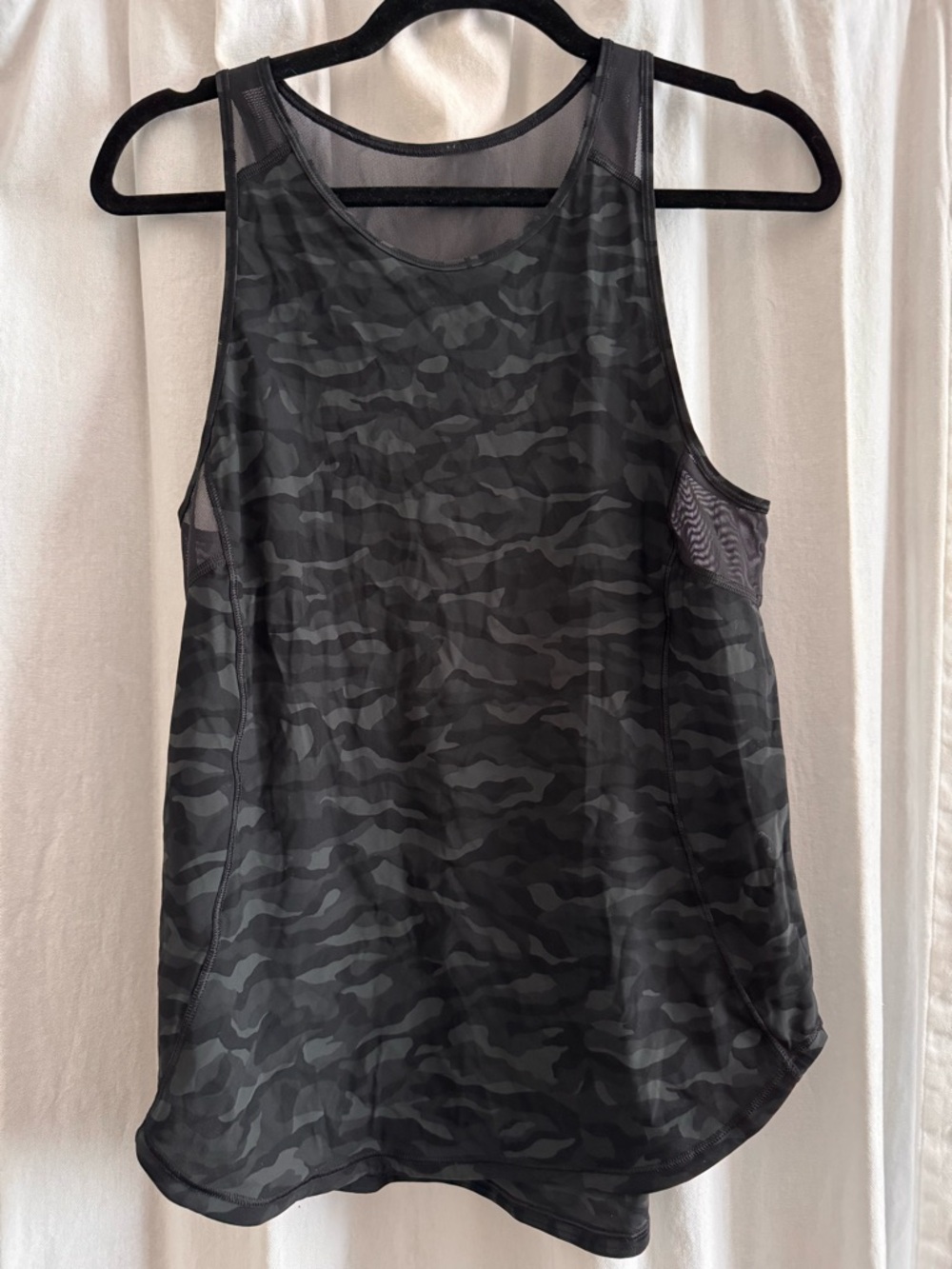 lululemon athletica Black Camo Mesh-Panel Tank